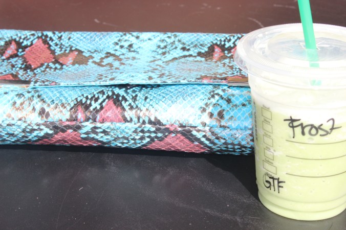 faux snake skin clutch